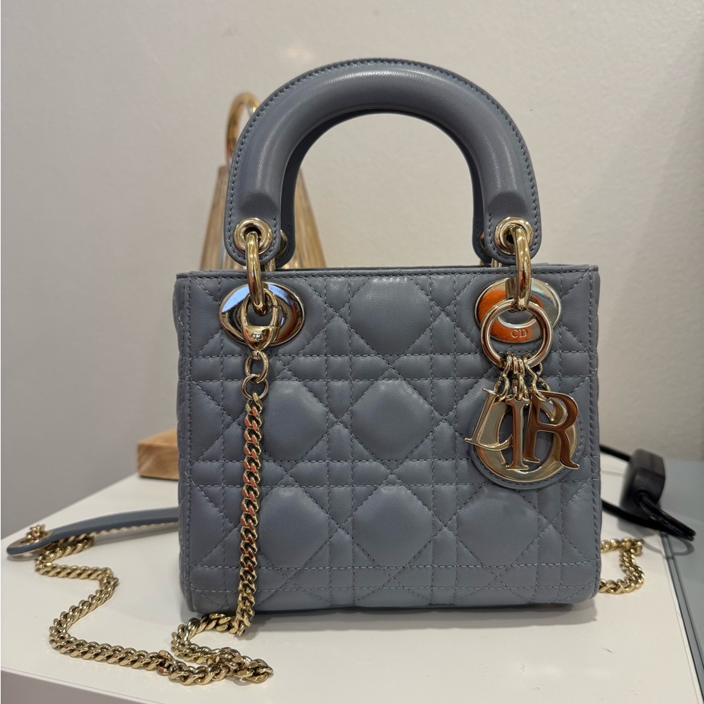 Lady Dior Mini in Cloud Blue Cannage Lambskin